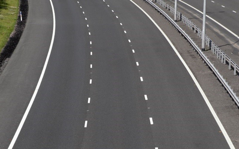 empty motorway lanes near cheslyn hay staffordshire uk