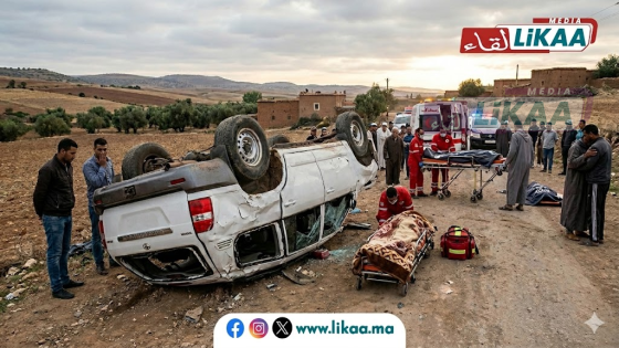 مصرع ثلاثة أشخاص بينهم رجل أمن في حادث انقلاب سيارة ضواحي سيدي بنور