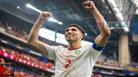 HOUSTON, TEXAS - JULY 4: Achraf Hakimi of Morocco celebrate after the FIFA World Cup 2026 Round Of 16 match between Canada and Morocco at Houston Stadium on July 4, 2026 in Houston, United States. (Photo by Sebastian Frej/Getty Images)