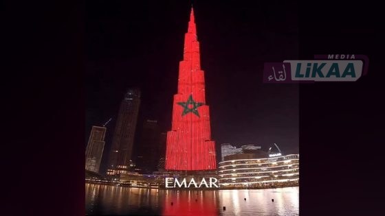 برج خليفة يحتفل بفوز المغرب (فيديو)