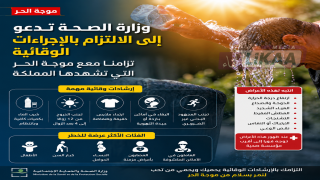 وزارة الصحة تدعو إلى الالتزام بالإجراءات الوقائية تزامنا مع موجة الحر التي تشهدها المملكة