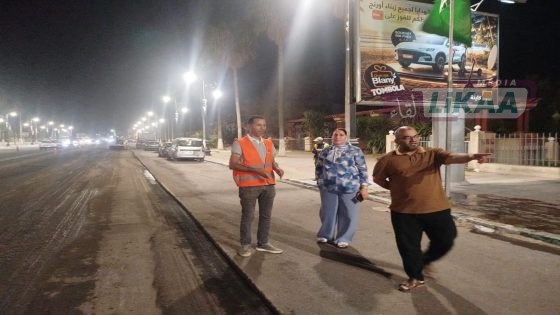 رئيسة المجلس البلدي بسطات تتفقد أشغال تهيئة شارع الحسن الثاني